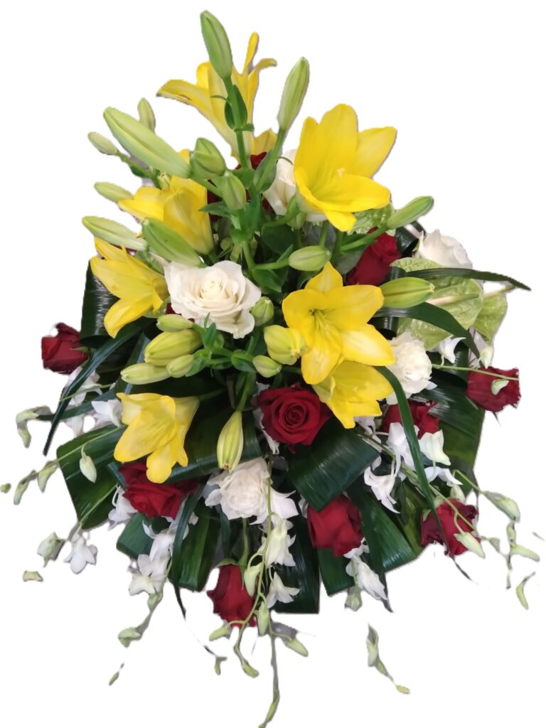 Composizione funebre lilium gialli